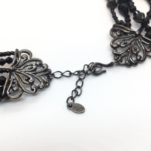 3/$30 VINTAGE MONET BLACK BEAD NECKLACE MULTI-STRAND LAYER RETRO ANTIQUE STYLE - Picture 7 of 10
